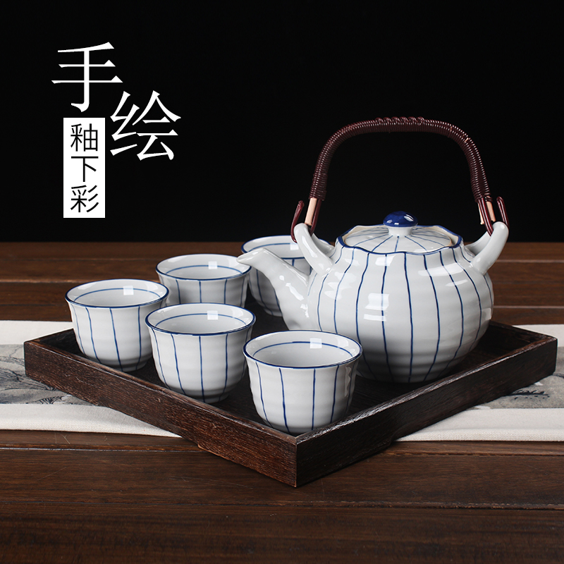 茶具套装新中式家用客厅陶瓷提梁壶礼盒装泡茶壶冷水壶青花瓷茶壶在类目 餐饮具, 茶具, 整套茶具中 - 来自Buy2taobao.com提供专业的淘宝代购服务