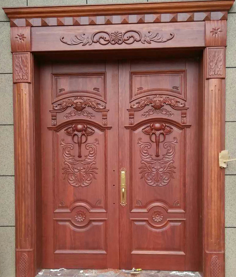 加厚原木门木蜡油无甲醛大门双面全铜实木原木实木印尼菠萝格已售