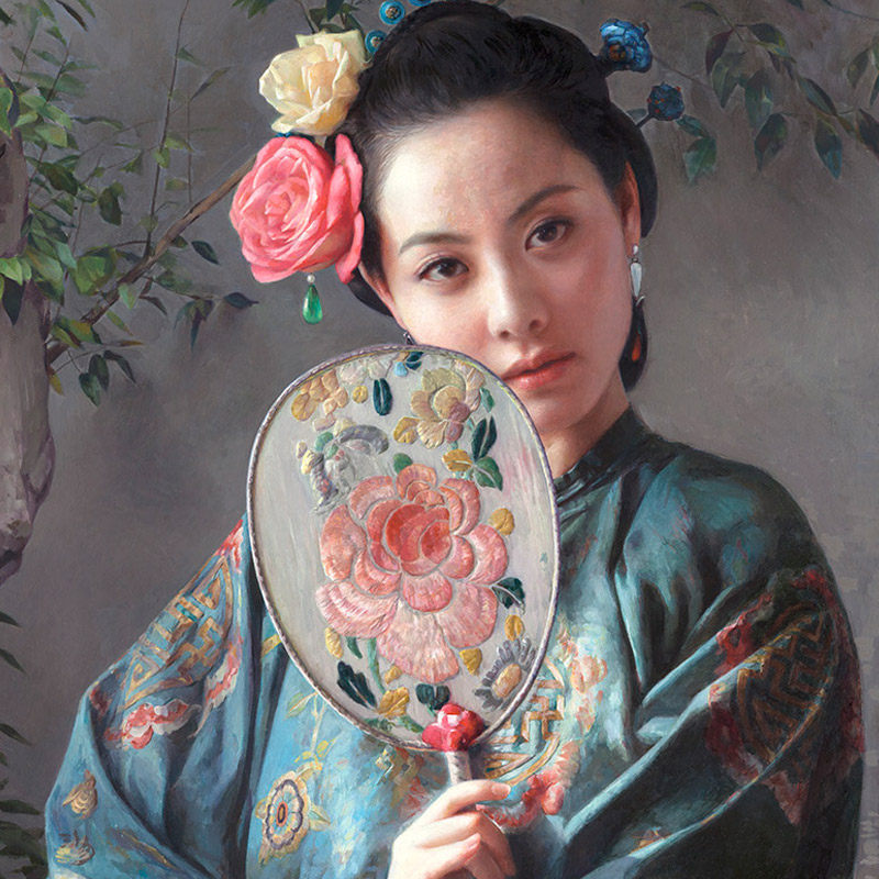 王明月《庭院》珍藏级限量签名版画,大尺幅100cmx69cm被选为国礼