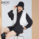 EMOO杨门秋装新品黑白两件套马甲+宽松长袖雪纺百搭衬衫女
