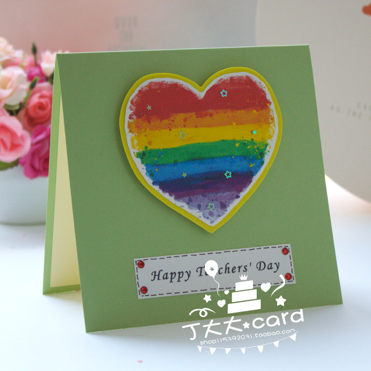 【手工贺卡】母亲节教师节感谢thankyou彩虹立体祝福万用可改字体
