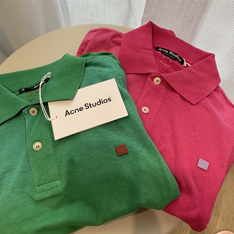 小喜家 国内现货 22春夏 acnestudio 小标笑脸logo翻领polo短袖t