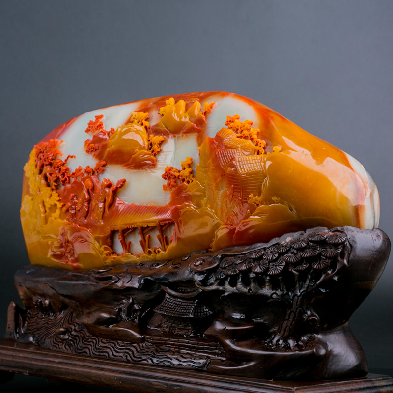 纯天然a货黄龙玉 山料【深山访友】摆件 3410g