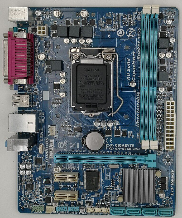 三年保修技嘉 h61m-ds2 主板支持三代22奈米1155针com lpt - 广州昌明