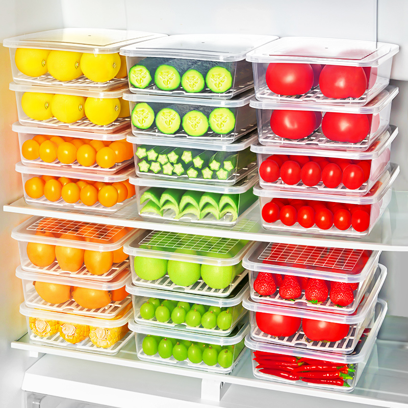 日本冰箱收纳盒沥水食品级冰箱专用水果保鲜盒厨房整理盒收纳神器