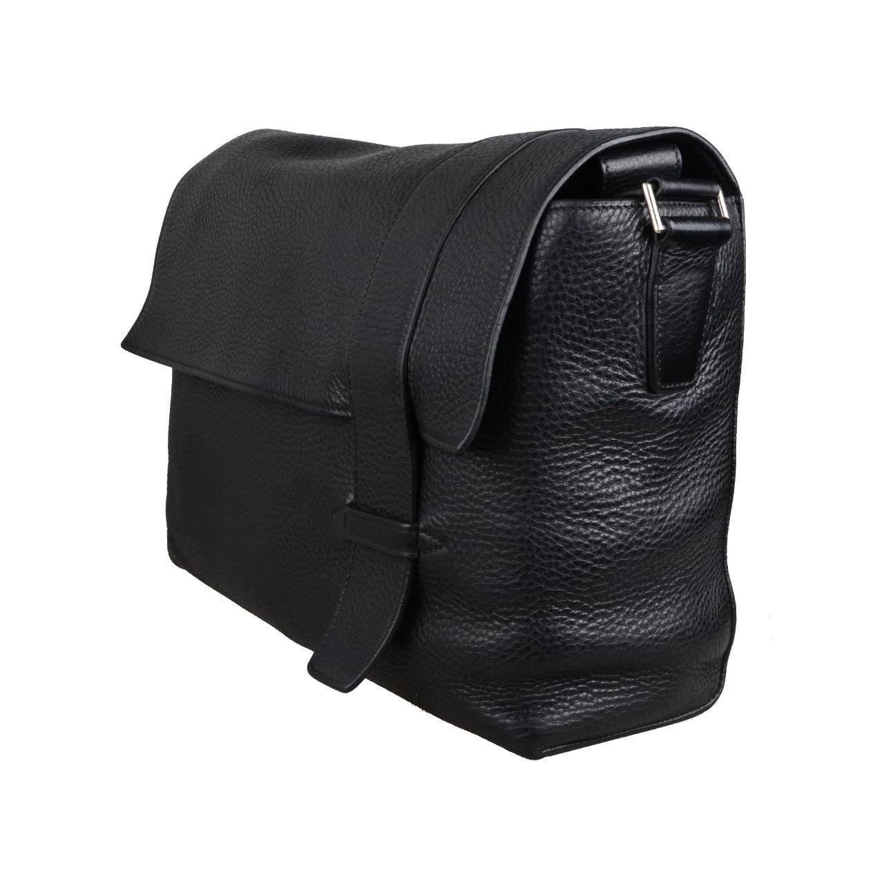 [中检][9.5新]爱马仕男士高端黑色tc牛皮alfred斜挎包单肩包