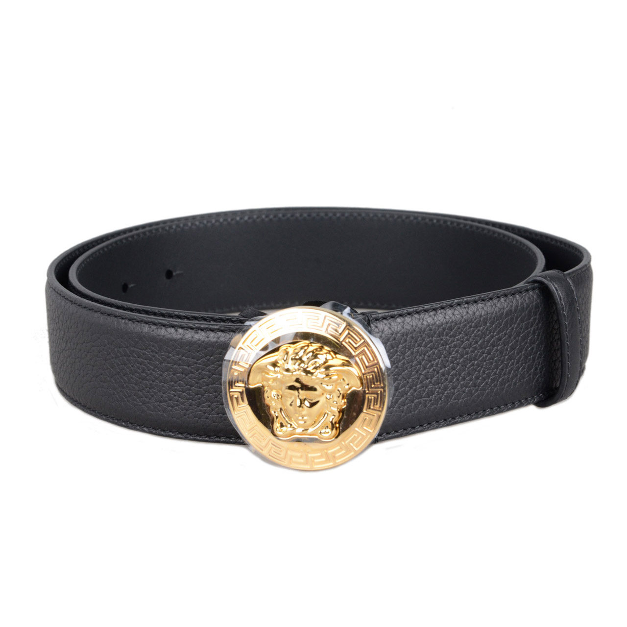 [9.9新]未使用范思哲圆头金色美杜莎男士皮带