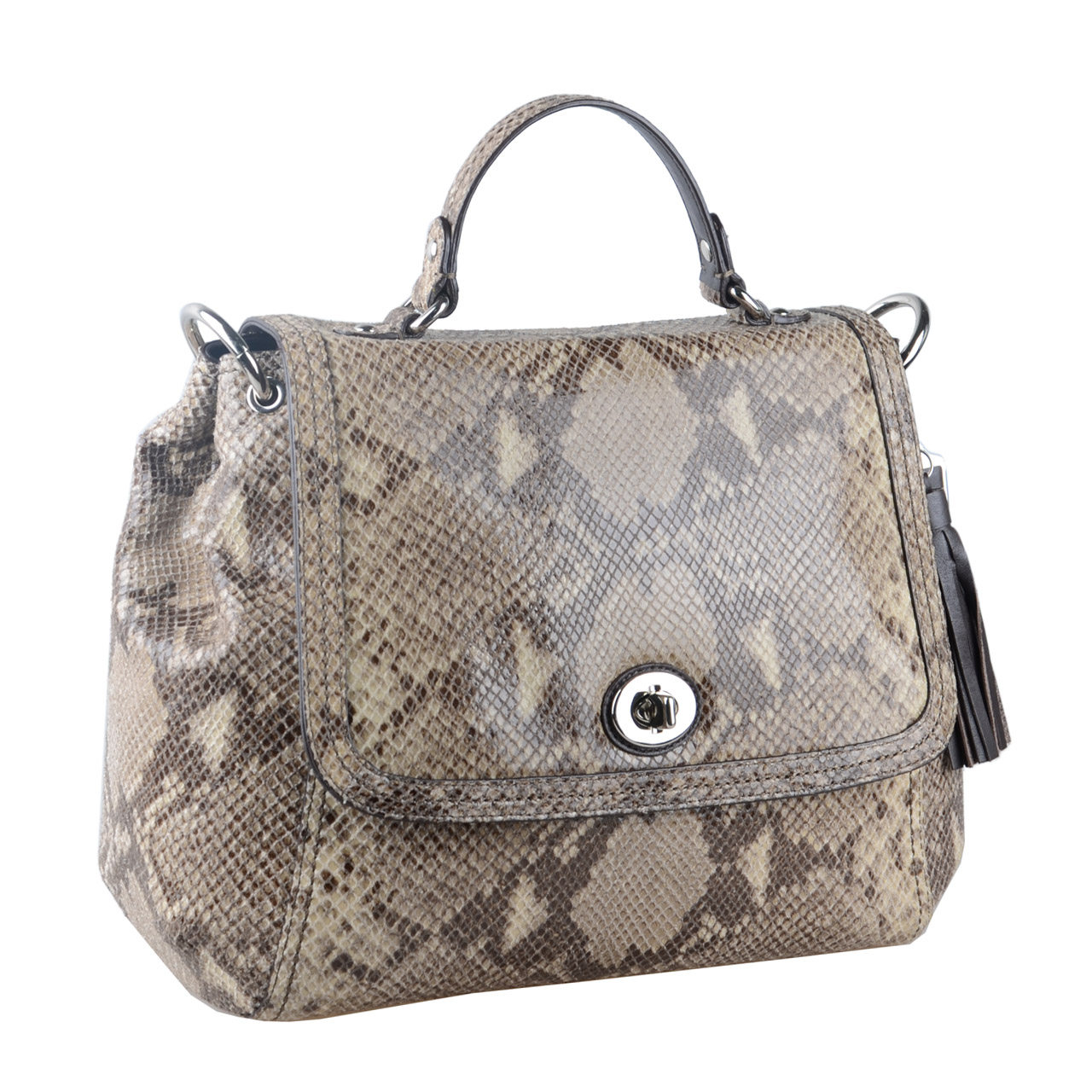 [9.5新]蔻驰coach女士莽蛇皮纹理牛皮单肩包手提包