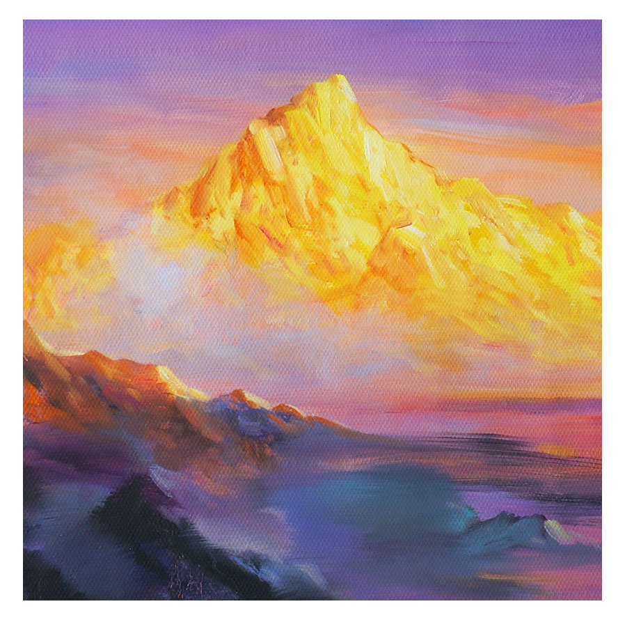 叶伟忠《夕阳远眺金山》布面油画