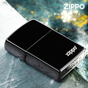 zippo打火机官方正版黑冰古银蓝冰ZIPPO旗舰标志黑裂漆zppo定制店