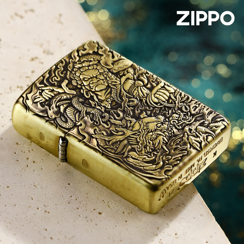 打火机zippo男士正品盔甲浮雕明王收藏级zoop煤油机限量版zp-mc母婴网