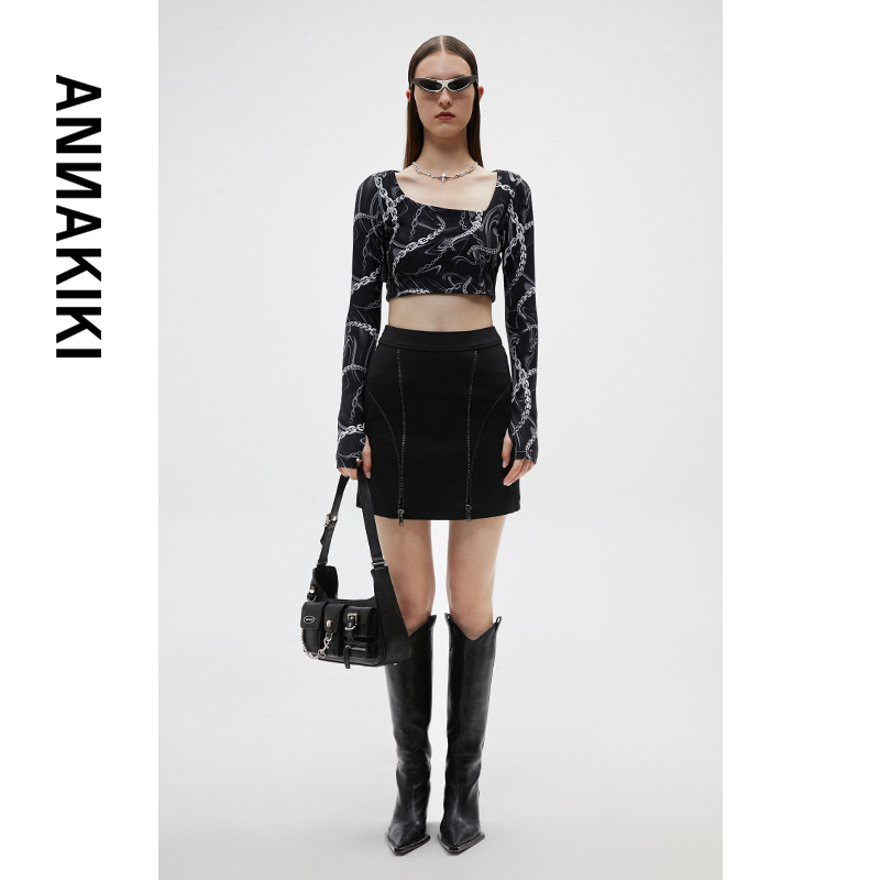ANNAKIKI 半裙2022春夏新品设计师小众设计 拉链装饰半裙女在类目 女装/女士精品, 半身裙中 - 来自Buy2taobao.com提供专业的淘宝代购服务