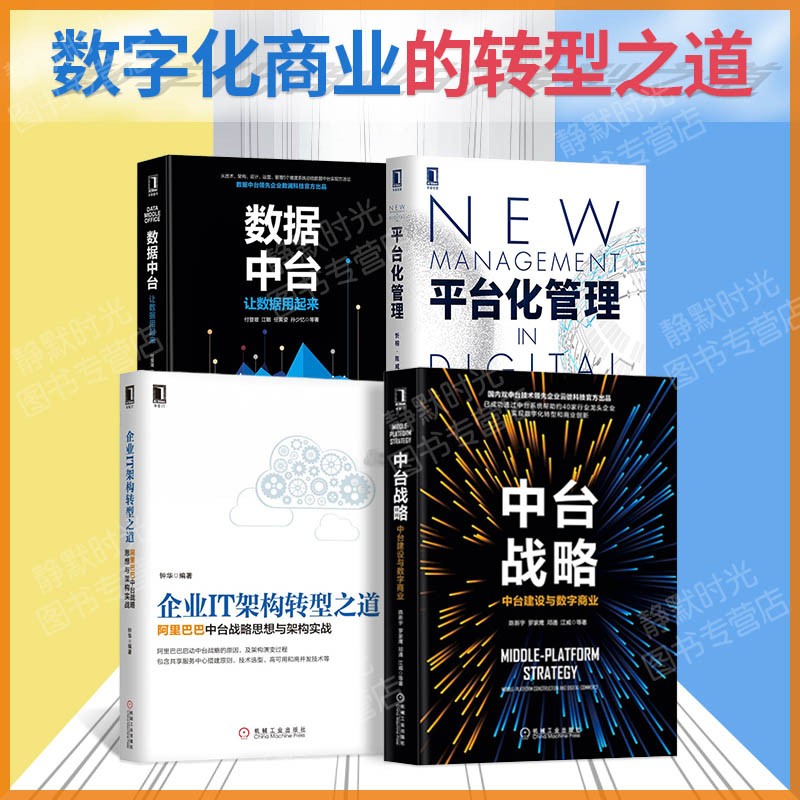 【全套4册】数据中台 让数据用起来+中台战略 中台建设与数字商业+平台化管理+企业IT架构转型之道 企业管理数字化转型