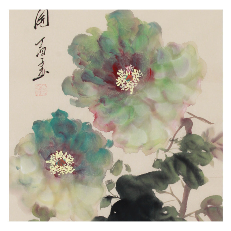 李子玉《精品牡丹四条屏》