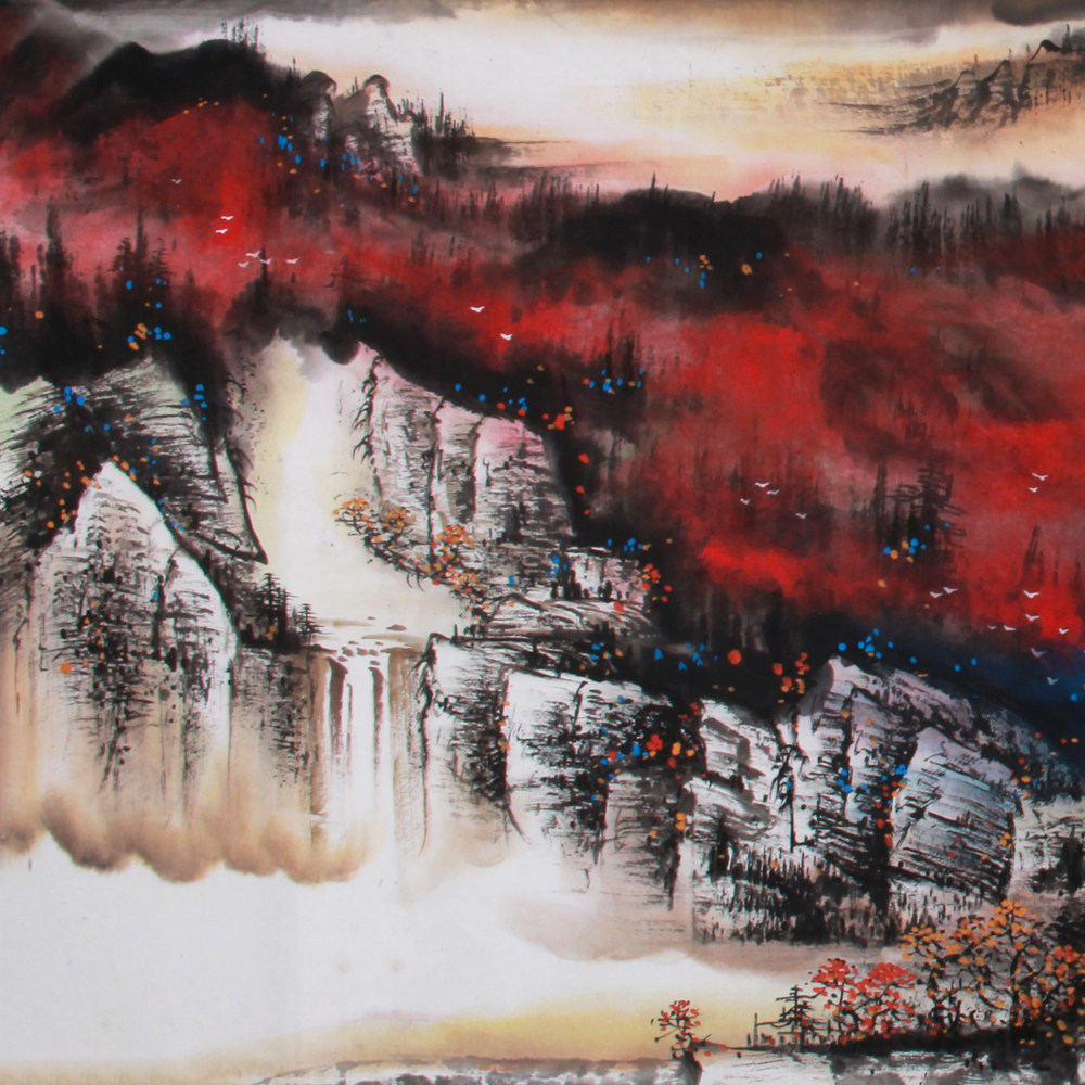 施云翔 《精品泼彩山水系列小六尺 江山溢彩》当代著名国画家
