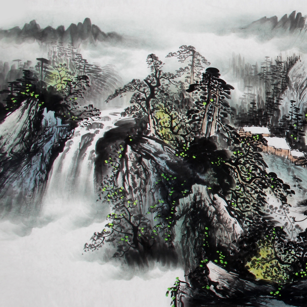 曾刚《精品山水系列小六尺 青山常在 绿水长流》