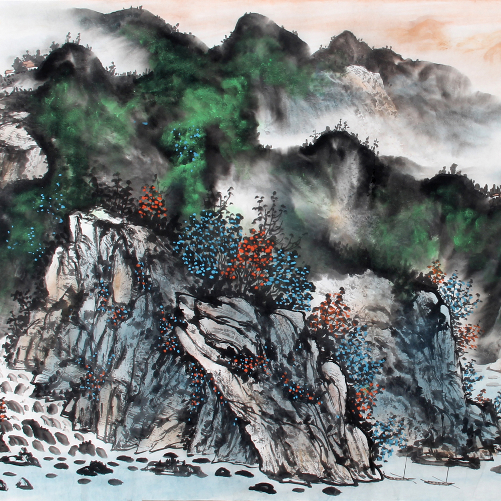 陈亮《精品泼彩山水系列小六尺 锦绣河山》
