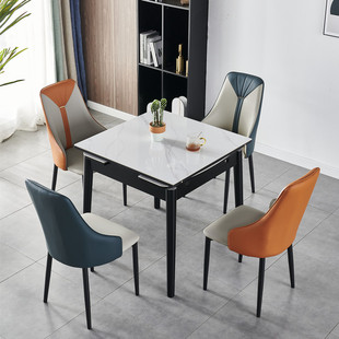 可伸缩折叠现代简约岩板餐桌椅组合小户型餐桌家用正方形饭桌餐台