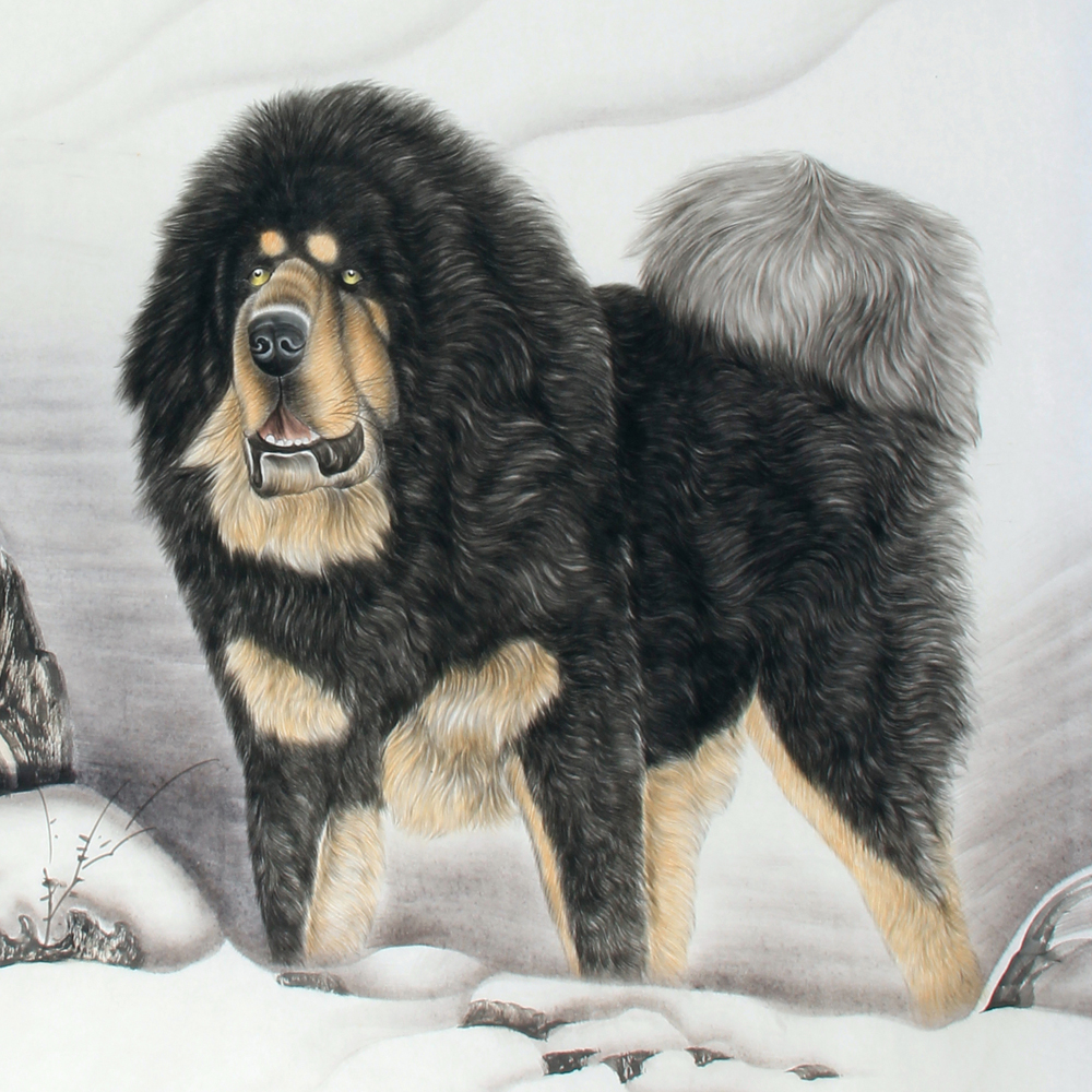 王海安《精品工笔藏獒系列 威震八方》中国美术家协会会员