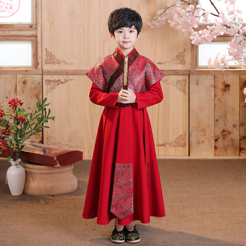 儿童汉服男童古装演出服侠客古风武侠学生中国风男孩唐装国学冬季