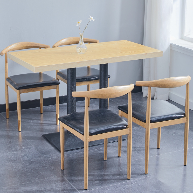 仿实木铁艺牛角椅子靠背凳子简约餐椅咖啡甜品奶茶店餐厅桌椅组合|msdalam kategori perabot kediaman, of Tables, meja makan - dari Buy2taobao.com untuk memberikan perkhidmatan ejen Taobao profesional membeli