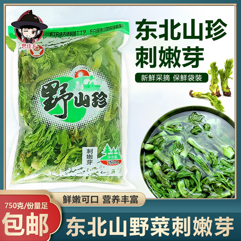 东北山珍山菜刺老芽刺嫩芽刺老鸦刺挠芽袋装保鲜菜蘸酱菜750g