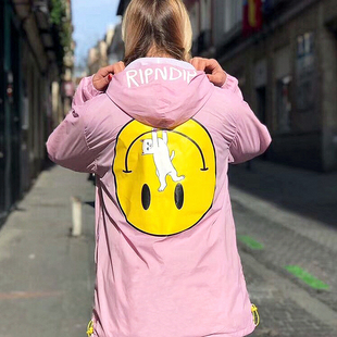 【断码特价】正品RIPNDIP 贱猫笑脸冲锋衣男女连帽夹克套头外套潮