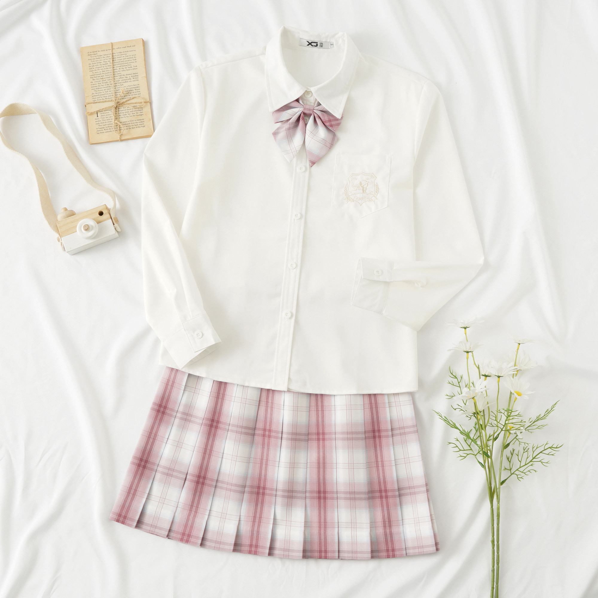 粉色水手服_【粉桃蜜糖】小瑾原创日系正统蜜糖粉色jk格裙长袖刺绣白