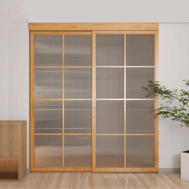 日式推拉门原木移门简约屏风定制隔断墙厨房客厅吊门长虹玻璃隔断