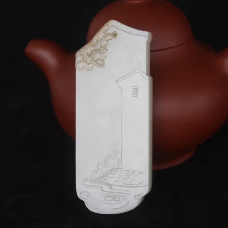 省级玉雕大师 杨红展 新疆 和田玉籽料 挂件 江南水乡72.6g