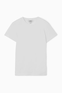 COS女装 修身版型短款轻薄圆领T恤白色2024春季新品1226577005
