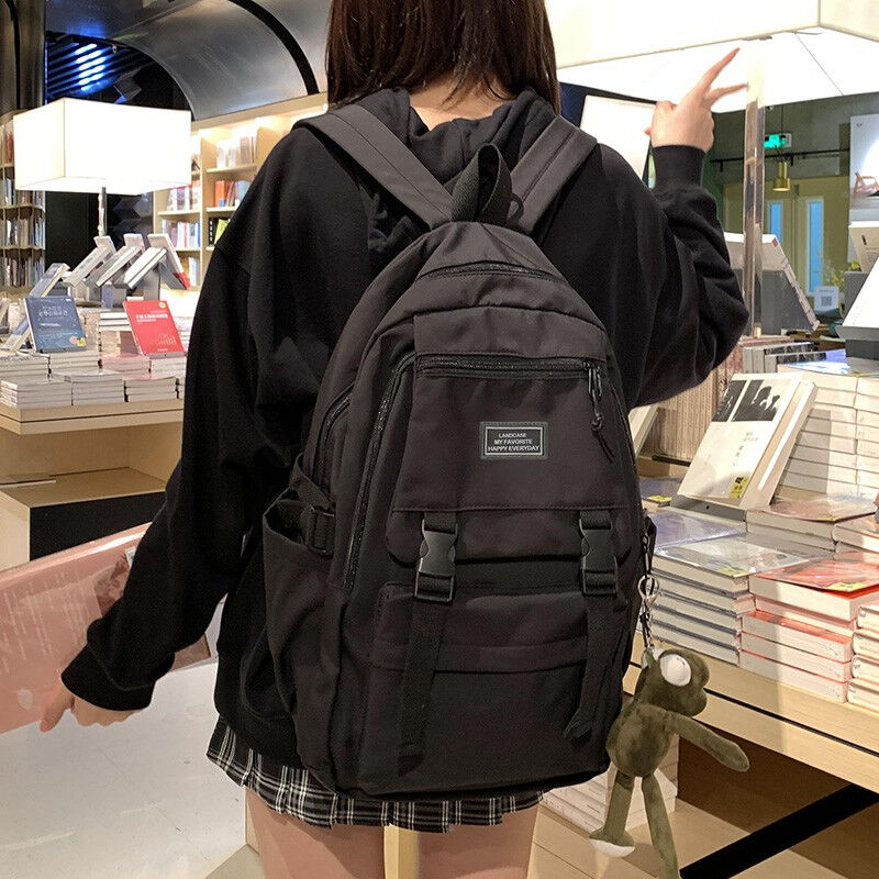 Landcase书包女韩版帆布初高中大学生背包潮流大容量休闲旅行双肩
