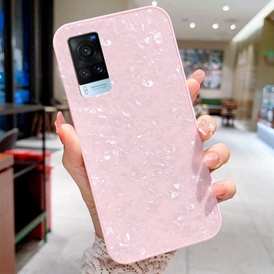 2023年纯色贝壳适用vivox60机壳x60pro曲面全包防摔vovo简约x21i外壳