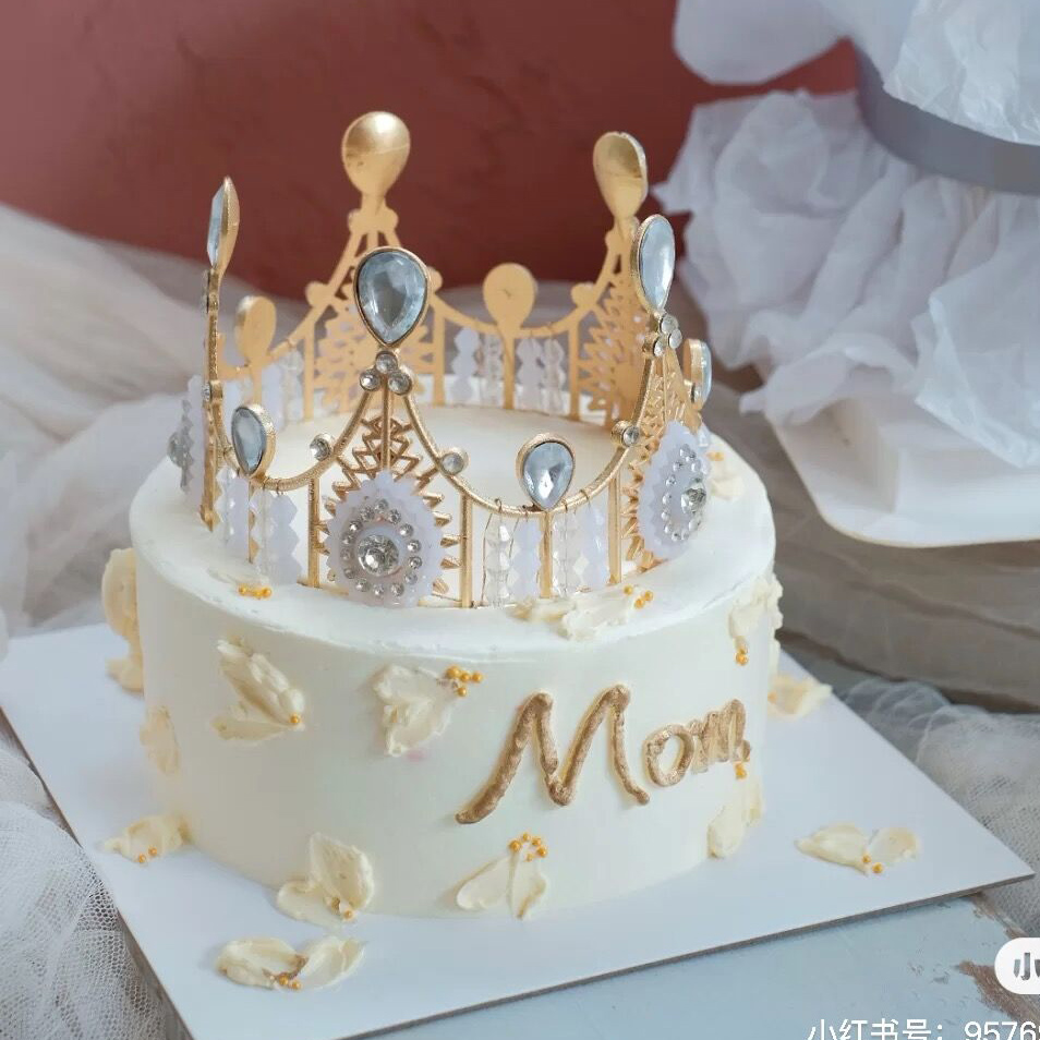 女神款蛋糕_妈妈生日母亲节大钻石款蛋糕装饰皇冠摆件帽子女王女神