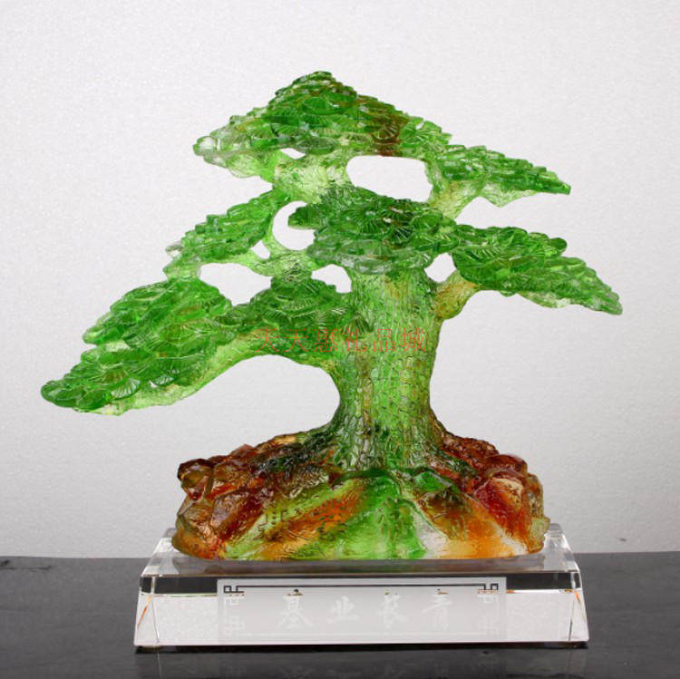 jp古法琉璃基业常青树dg0500客厅办公招财摆件摆件