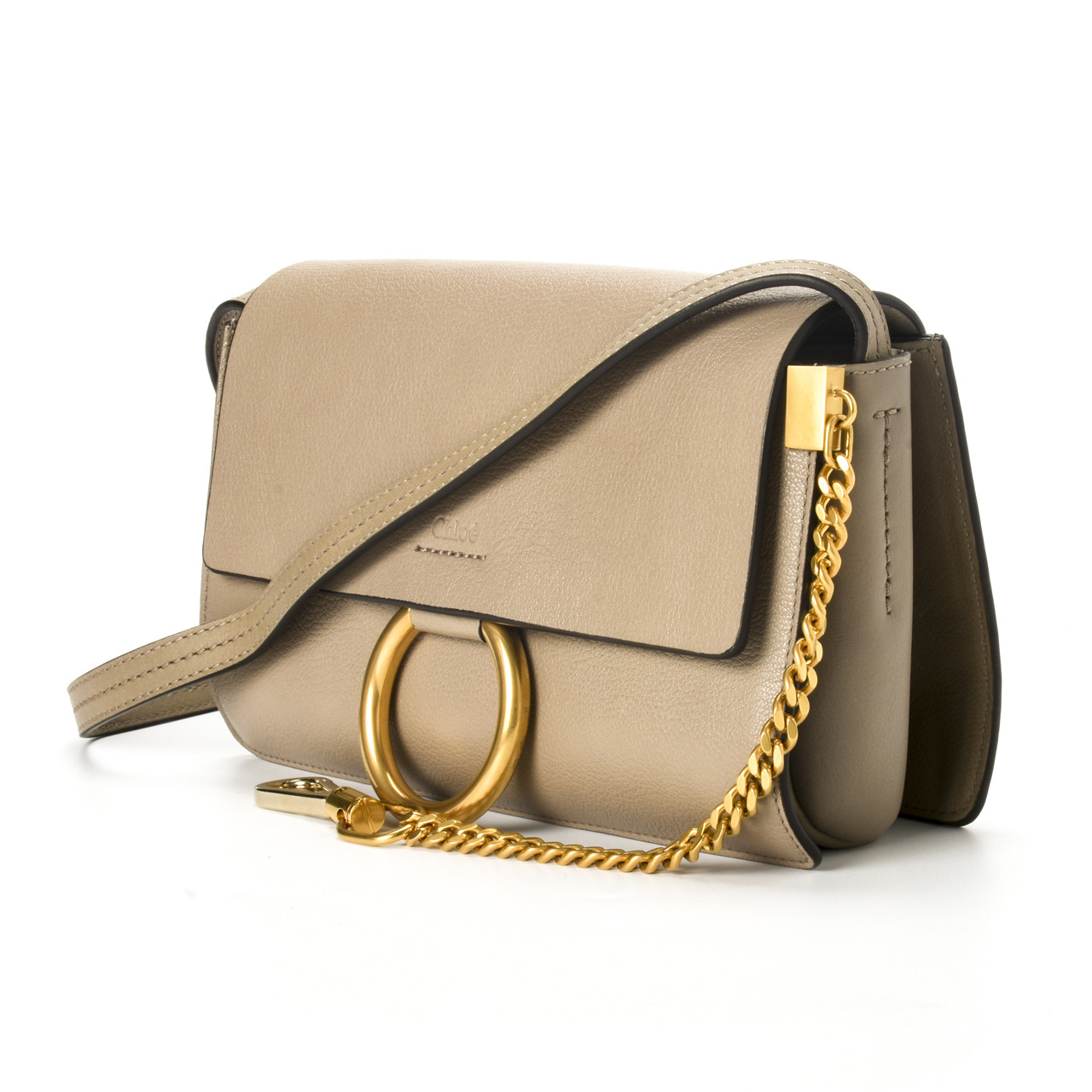 [9.9新]蔻依chloe女士faye小号灰色金扣单肩包ljab013