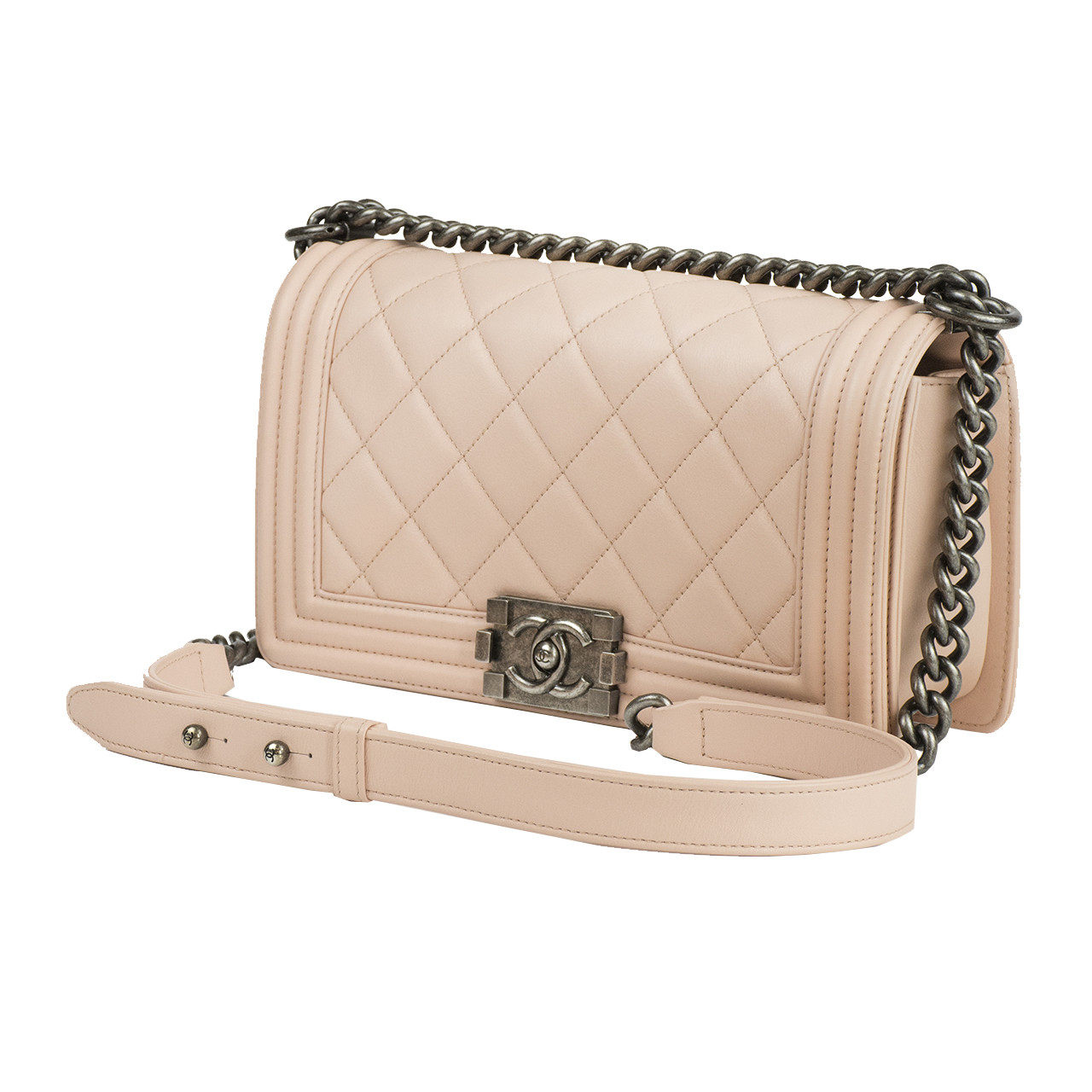 [9.5新]香奈儿chanel女士leboy粉色菱形格单肩斜挎包ae133