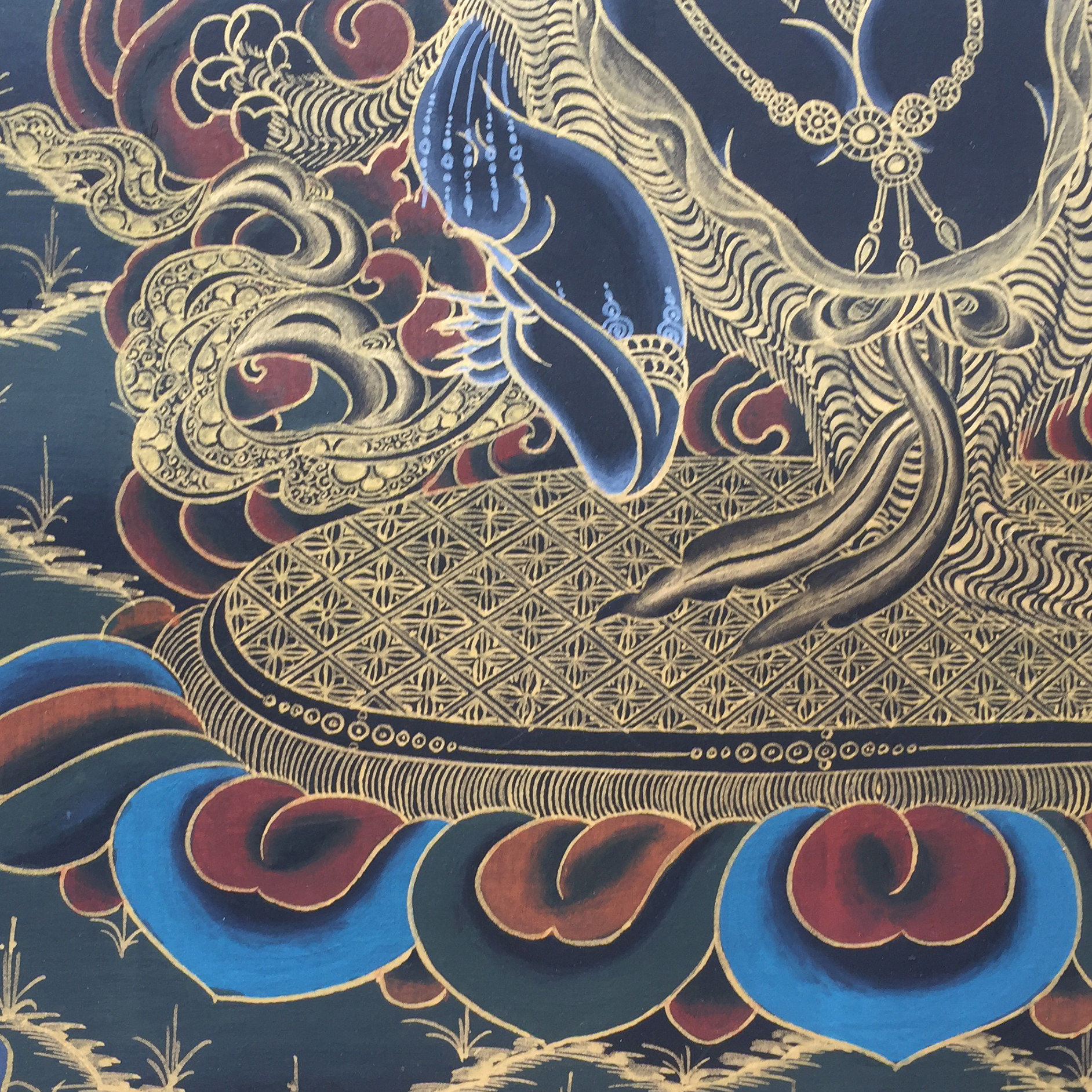 高53cm 大威德金刚 尼泊尔手绘唐卡 tj16