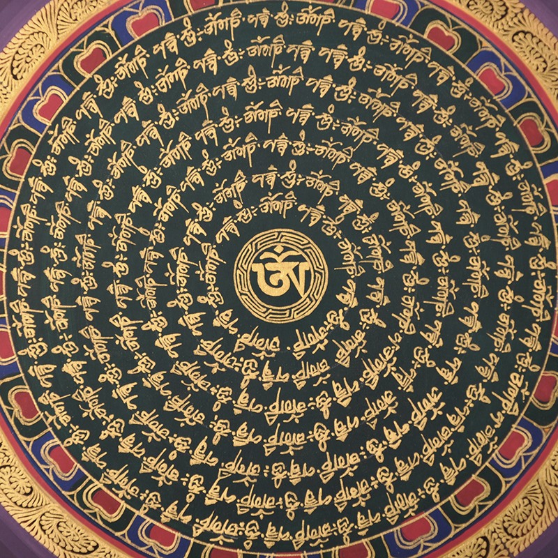 六字真言 高28cm 宽28cm 尼泊尔手绘唐卡 tg06