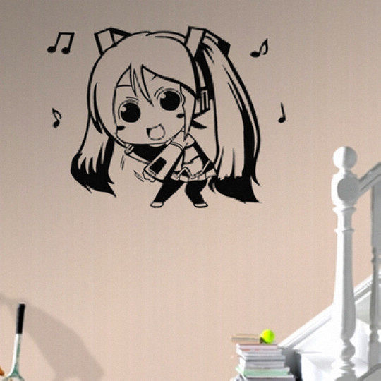 初音-舞蹈 墙贴 动漫漫画卡通人物女角色卧室房间装饰贴纸