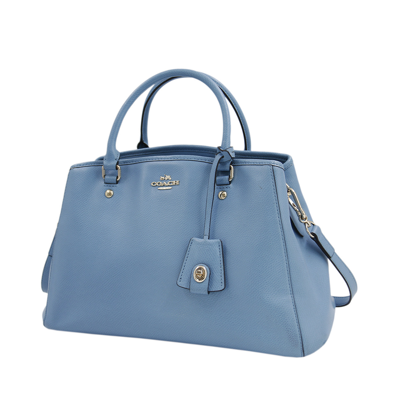 [9.0新]蔻驰coach女士手提包蓝色牛皮手提包可肩背