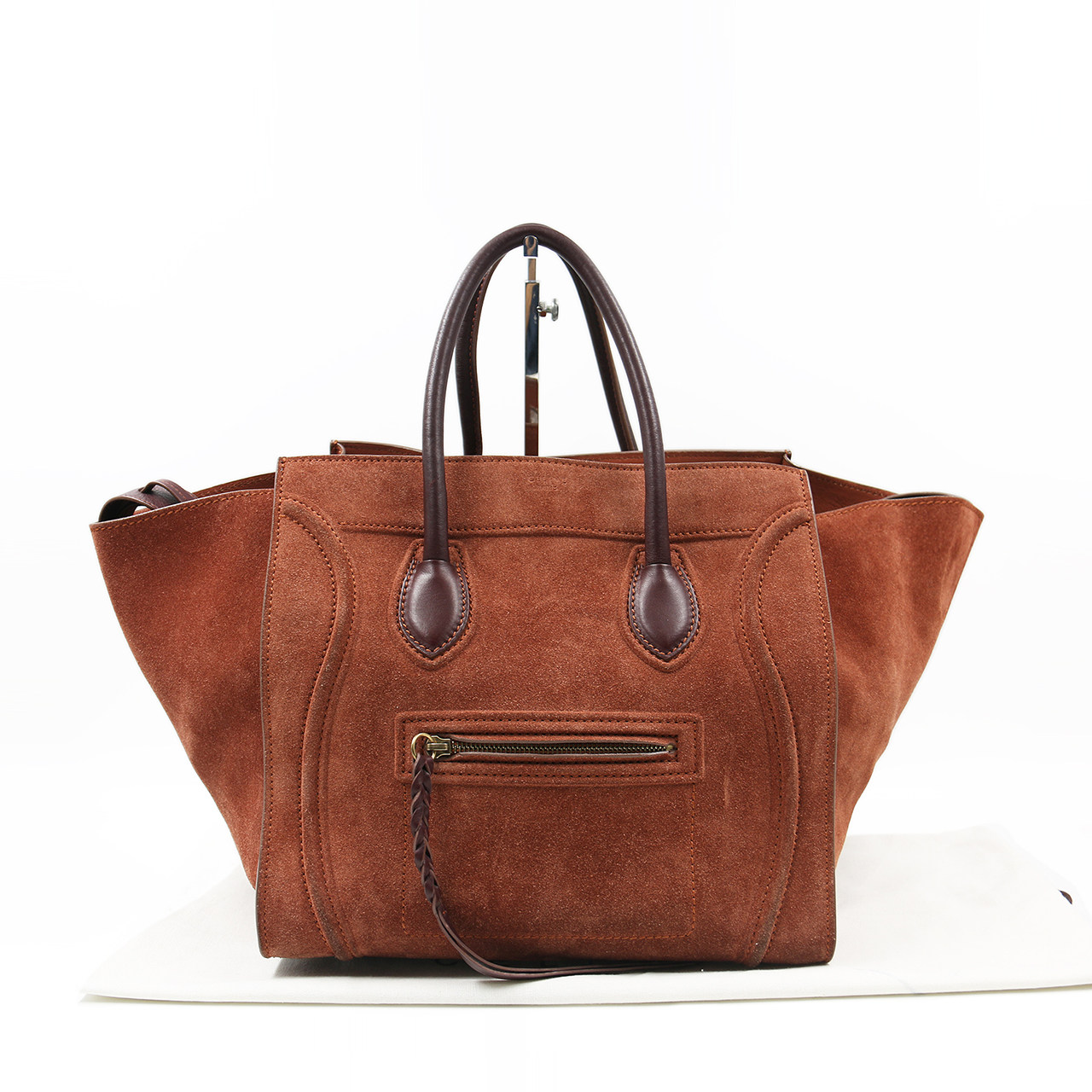 90新〕celine 赛琳phantom幻影系列棕色翻毛皮蝙蝠笑脸包