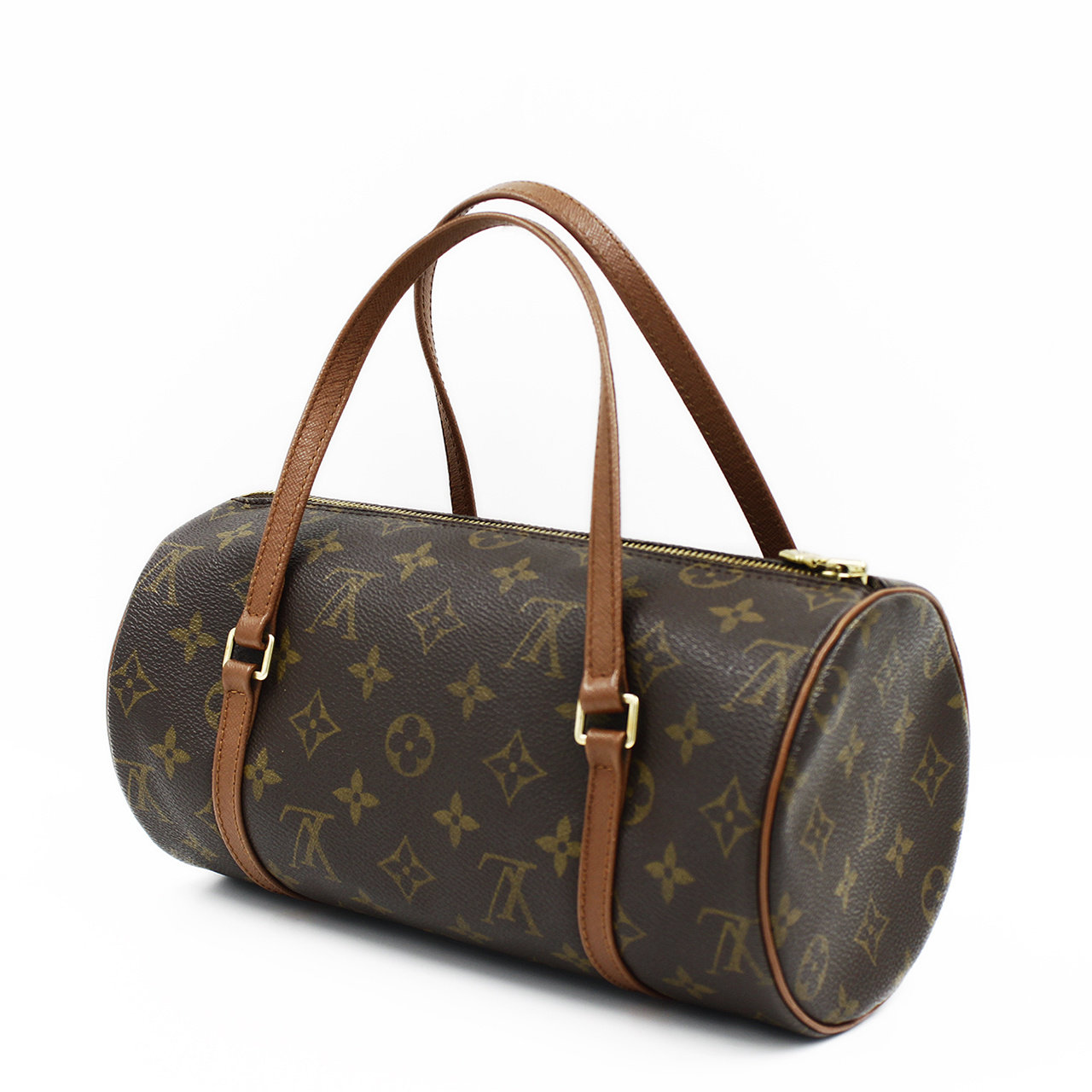 9.5新〕lv papillon 经典老花圆筒手提包