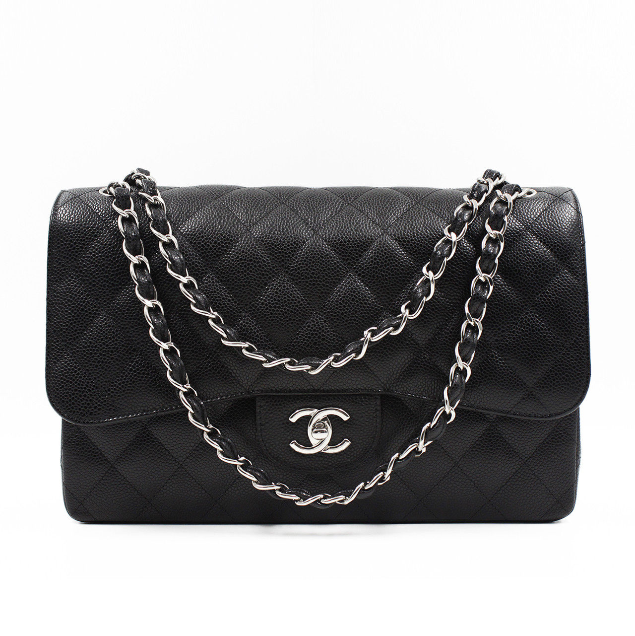 [99新] chanel香奈儿黑色荔枝纹牛皮cf 链条包