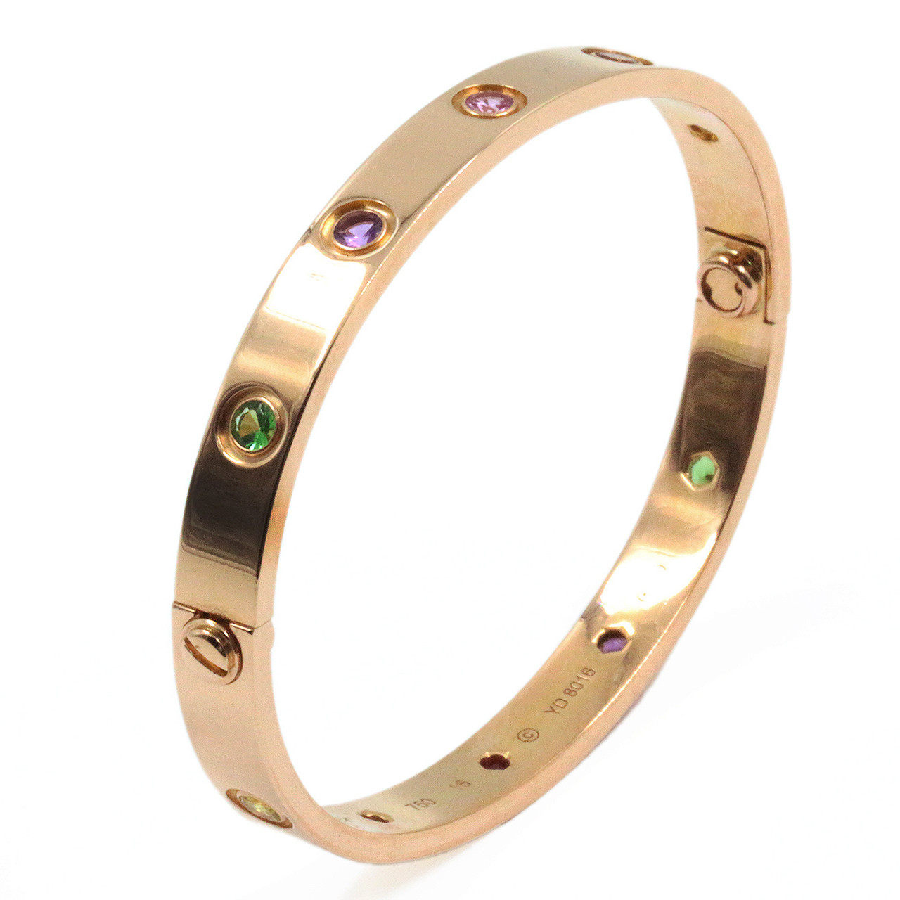 [98新]cartier 卡地亚 新款love手镯系列18k玫瑰金镶彩钻女士手镯