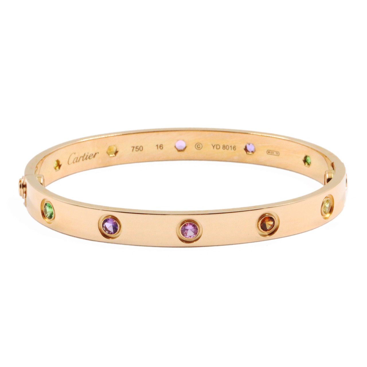 [98新]cartier 卡地亚 新款love手镯系列18k玫瑰金镶彩钻女士手镯