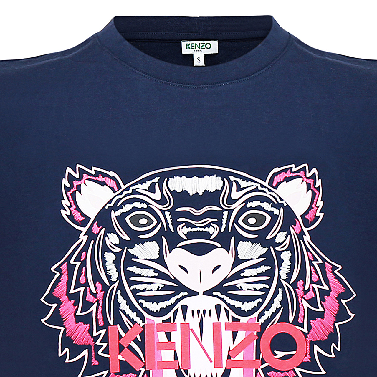 [9.9新]高田贤三kenzo女士t恤藏青色红虎头图案纯棉t恤xs号