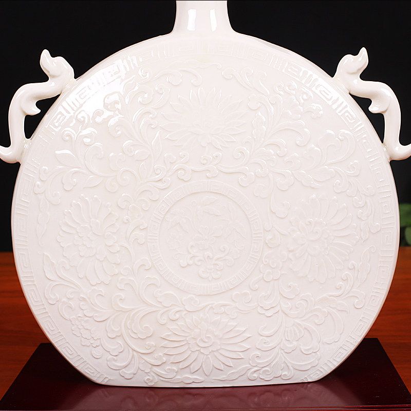 白耀亮《刻花菊纹扁瓶》工艺美术大师 河大荣誉教授