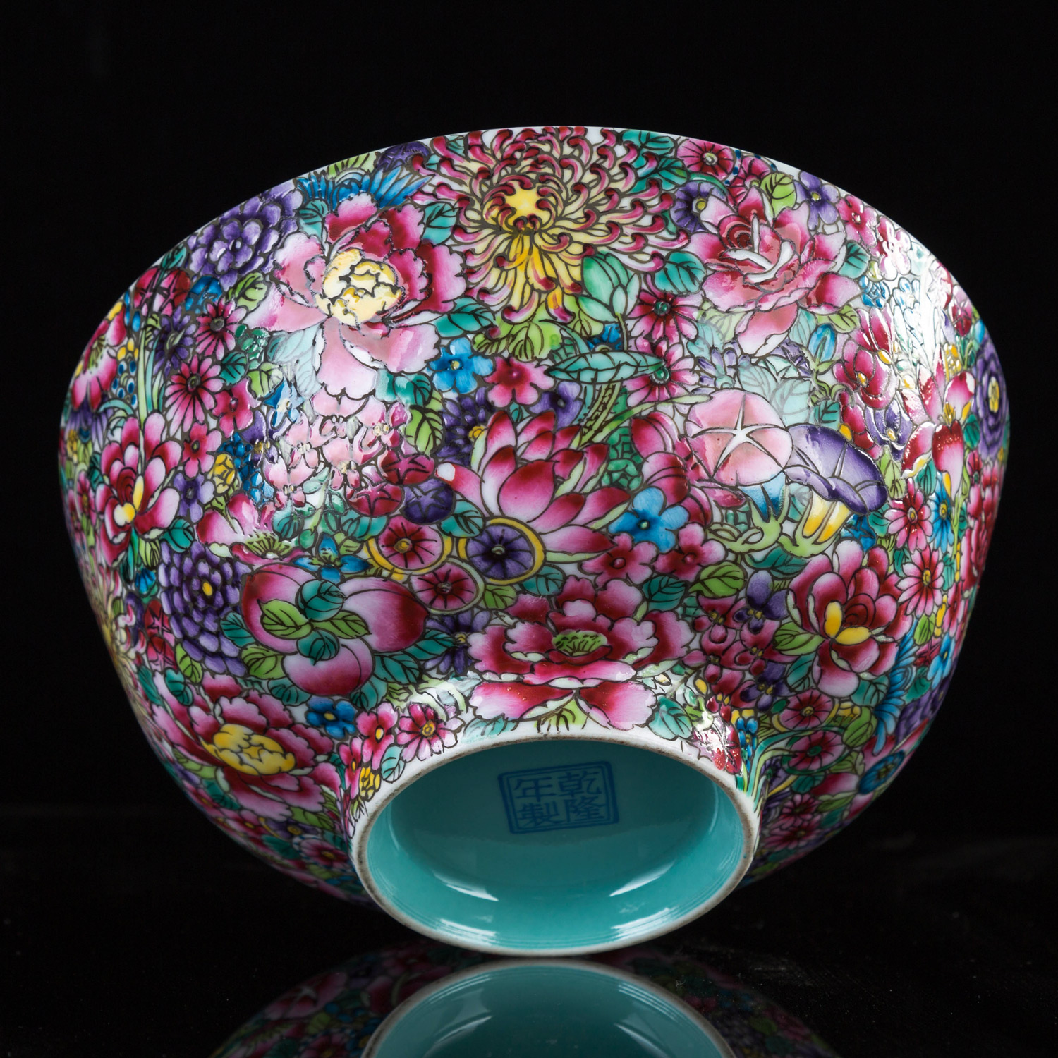 高级工艺美术师 10*20厘米重工粉彩万花大碗