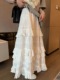 韩国女装新款白色半身裙 镂空钩花拼接蛋糕裙 百搭显瘦A字裙长裙